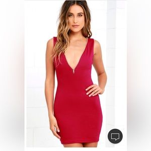 Lulus red bodycon mini dress with zipper detail